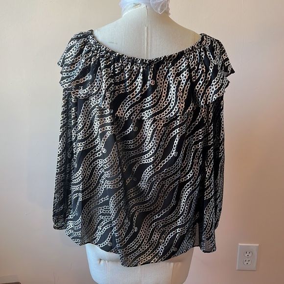 Michael Michael Kors Black and Silver Chain Blouse Sz OX - Picture 3 of 4